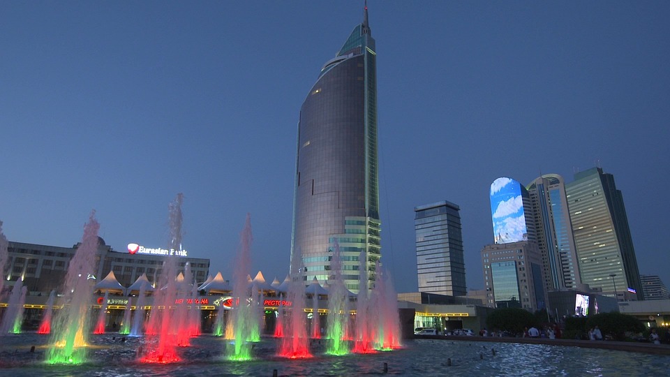 Cazaquistão, Almaty, Cidade, Noite, Viagens, Cazaque