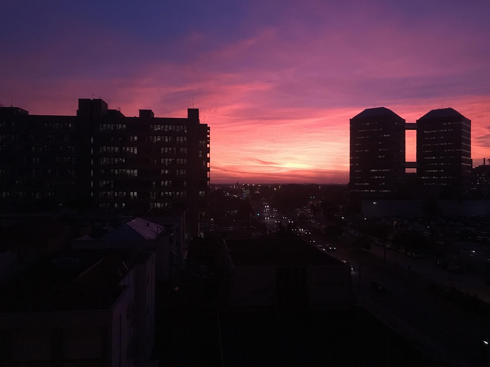 Porto Alegre, Por Do Sol, Centro, Silhueta, Céu