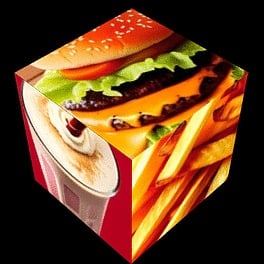 Hamburger, Pommes Frites, Milkshake, 3D