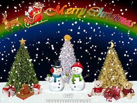 Snow, New Year'S Eve, Night, Rainbow
