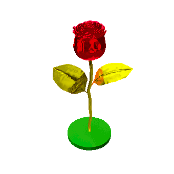 Rose, Flower, 3D, Shiny, Metallic