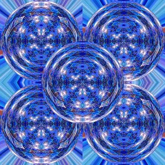 Kaleidoscope, Symmetrical, Spheres, Blue