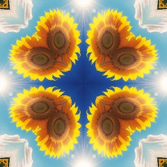 Sunflowers, Kaleidoscope, Template
