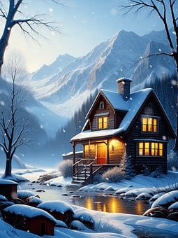 Winter, Snow, Snowfall, Ai Generated