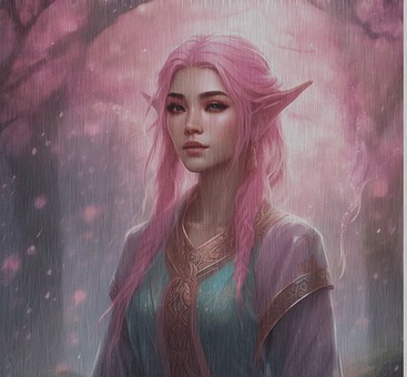 Rain, Woman, Pink, Sakura, Japanese, Elf