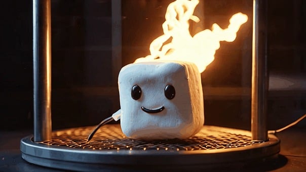 Marshmallow, Seru, Tertawa, Api