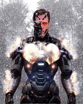 Snow, Ice, Burning, Cyborg, Human
