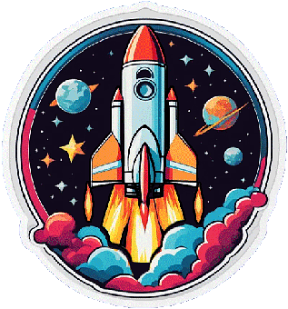 Logo, Sticker, Stars, Rocket, Success