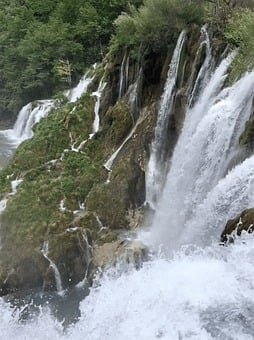 Waterfall, Lush, Greenery, Nature