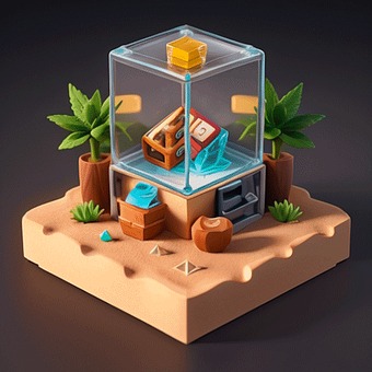 3d cube island gif