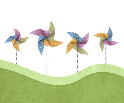Pinwheel, Windmill, Hill, Green, Wind