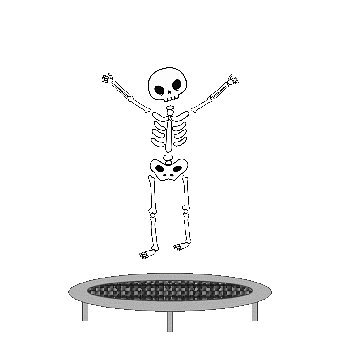Skeleton, Jump, Trampoline, Happy