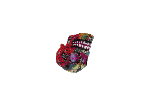 Schädel, Bunt, Trippig, 3D, Drehen