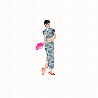 Fan, Dance, Cheongsam, Asia, Asian Woman