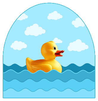 Duck, Rubber, Toy, Swim, Waves, Sea, Blue, Water, Sky