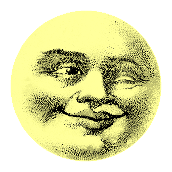 Moon, Face, Vintage, Yellow, Smiling, Happy, Eyes, Blink