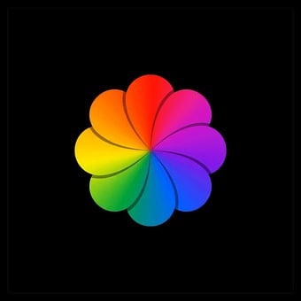 Flower, Rainbow, Gradient, Rotating