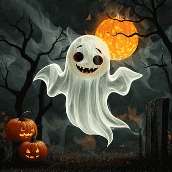 Halloween Gespenst spukt umher