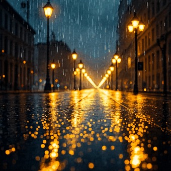 Regen, Weer, Druppels, Weg, Stad