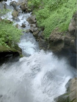 Waterfall, Stream, Rocks, Greenery