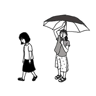 Rain, Holding An Umbrella, Girl, Friends
