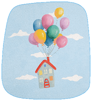 Balloons, Sky, Dream, Flying, House, Air, Clouds, Colorful