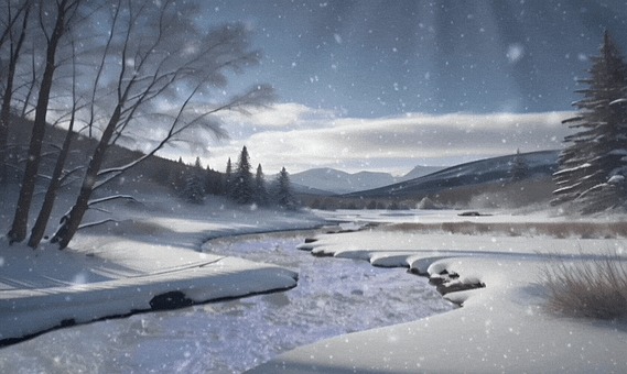 Christmas, Snow, Winter, Snowing, River