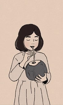 Coconut, Coconut Water, Girl, Beverage