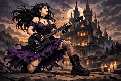 Gótico, Rockstar, Guitarra, Niña