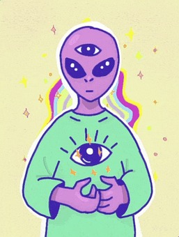 Alien, Eye, Portrait, Cartoon, Stars