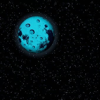 Moon, Blue, Sky, Stars, Starry, Cosmos