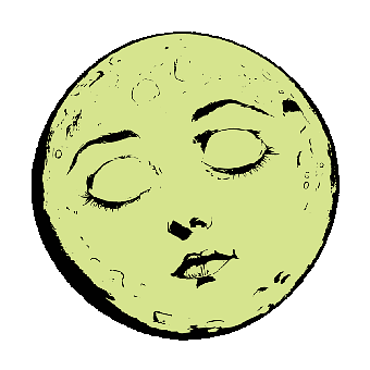 Moon, Face, Portrait, Female, Vintage