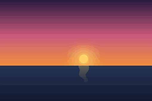 Solnedgang, Horisont, Hav, Ocean