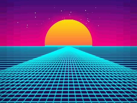Dampbølge, Synthwave, Retro, Solnedgang