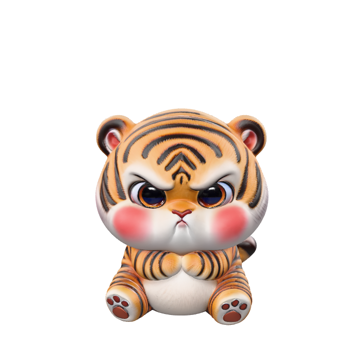 Tiger, Animal, Angry, Cute, 3D, Glb