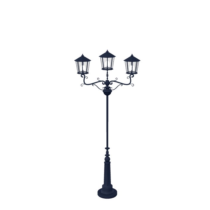 Vintage street lamp with a classic three-headed design. Inspired by Victorian and antique urban lighting. Created with Blender.