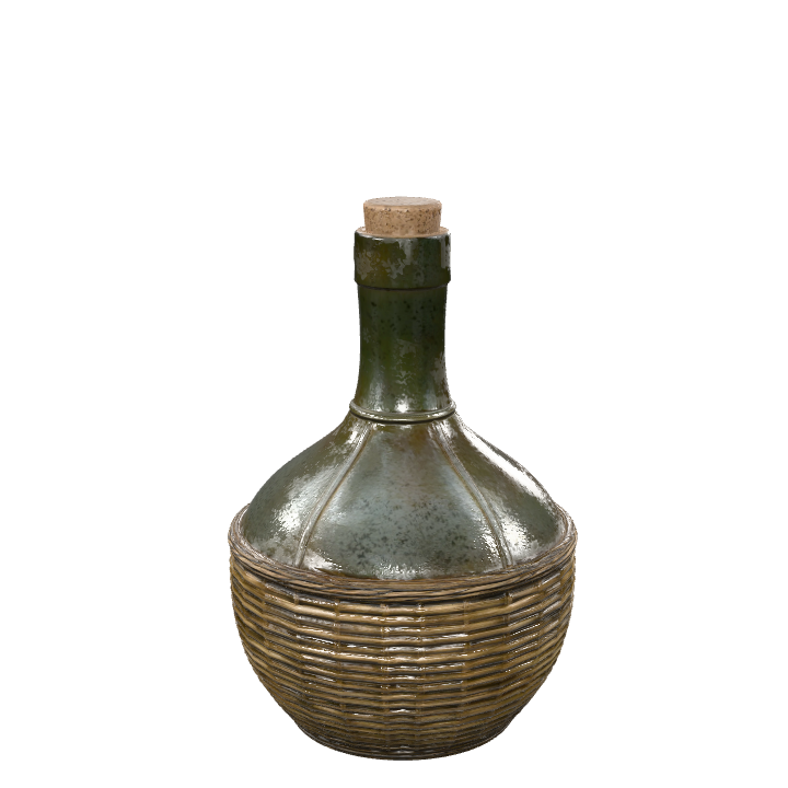 Korbflasche, Glasflasche, Weidenflasche