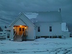church, snow, winter