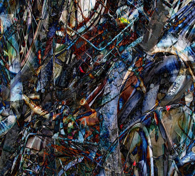 Free abstract painting bike illustration