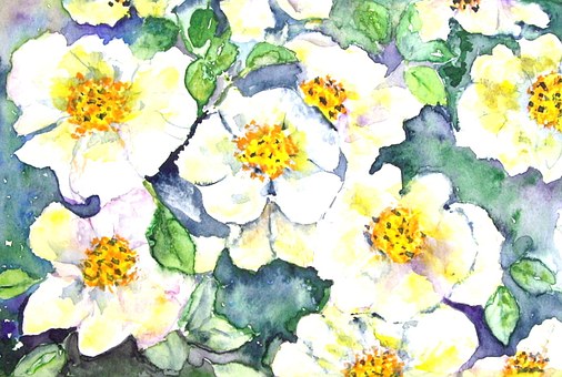 Blumen, Blüten, Natur, Gemälde, Bild