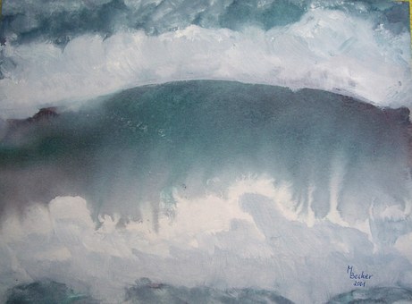 Welle, Wasser, Meer, Gemälde, Bild