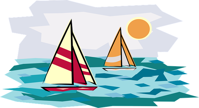 Free holiday sailboat sunset illustration