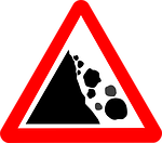 rockslide sign, warning sign, danger zone