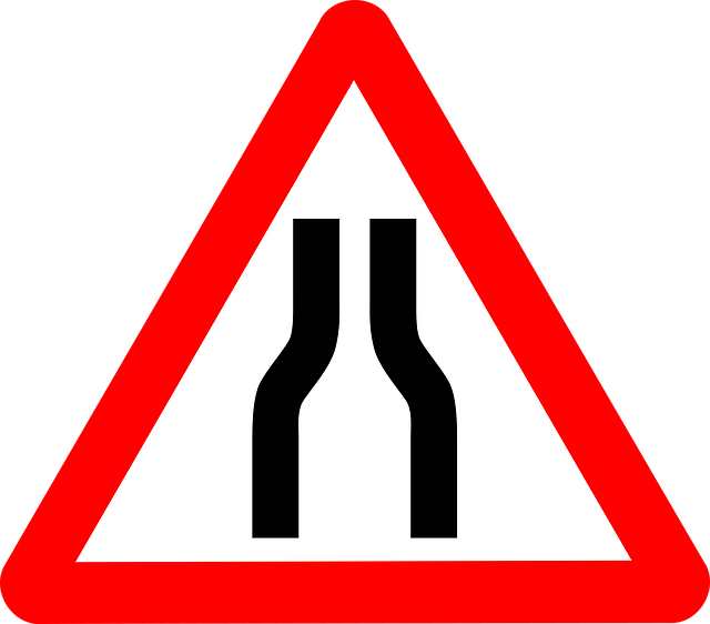 Free narrows warning roadsigns vector