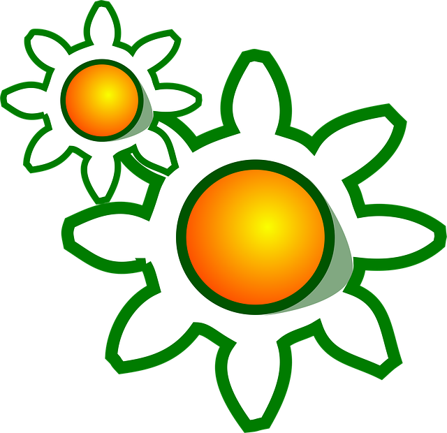 Free cogs working orange vector