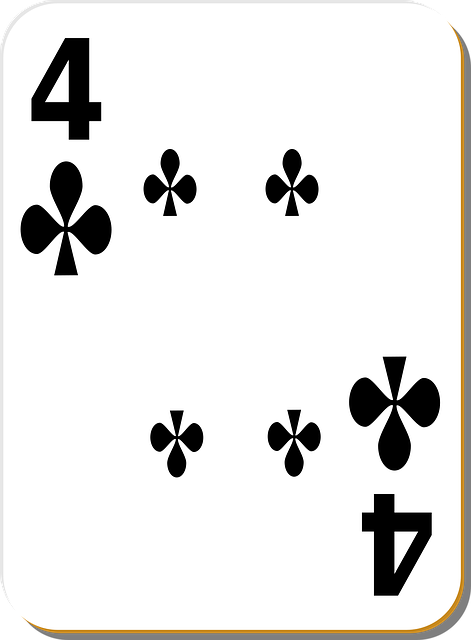 Free playing card four clubs vector