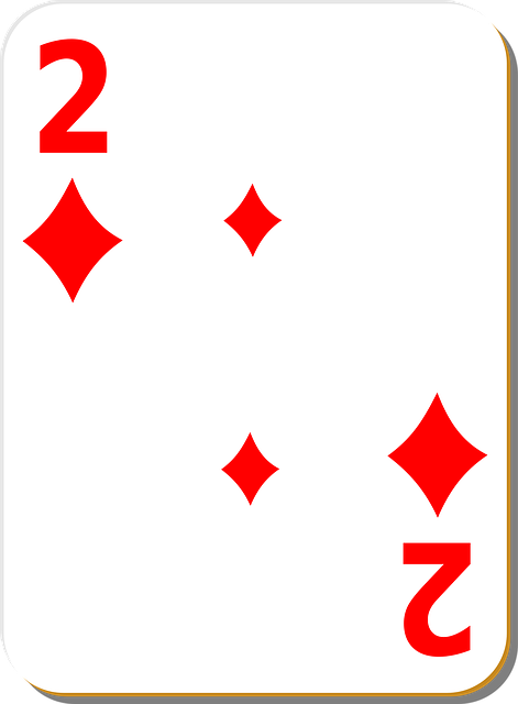 Free playing card two diamonds vector