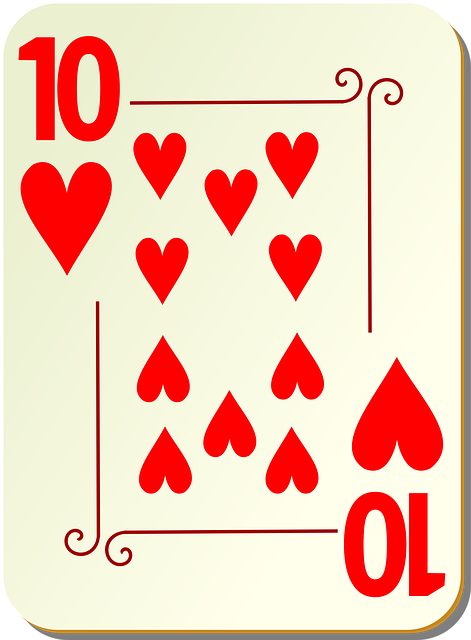Free ten hearts playing cards vector