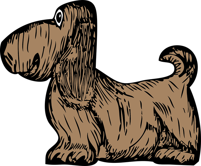Free dog long haired brown illustration