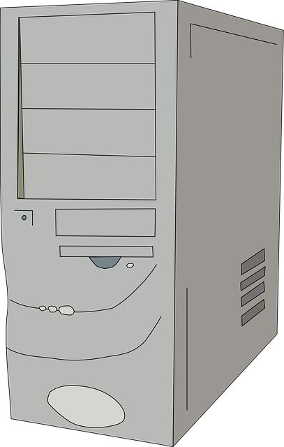 Free tower cpu gray vector